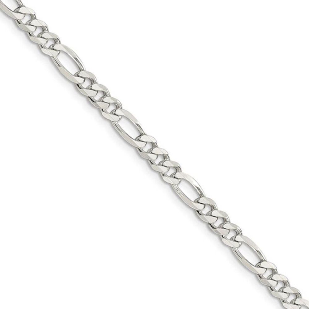 4.5mm Sterling Silver, Solid Figaro Chain Necklace, 22 Inch